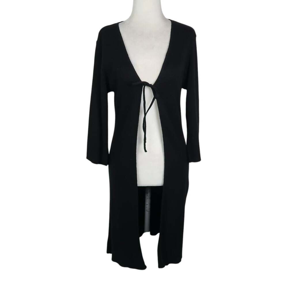 Vintage 90s Rampage Black Tie-Front Duster Cardigan Sweater M